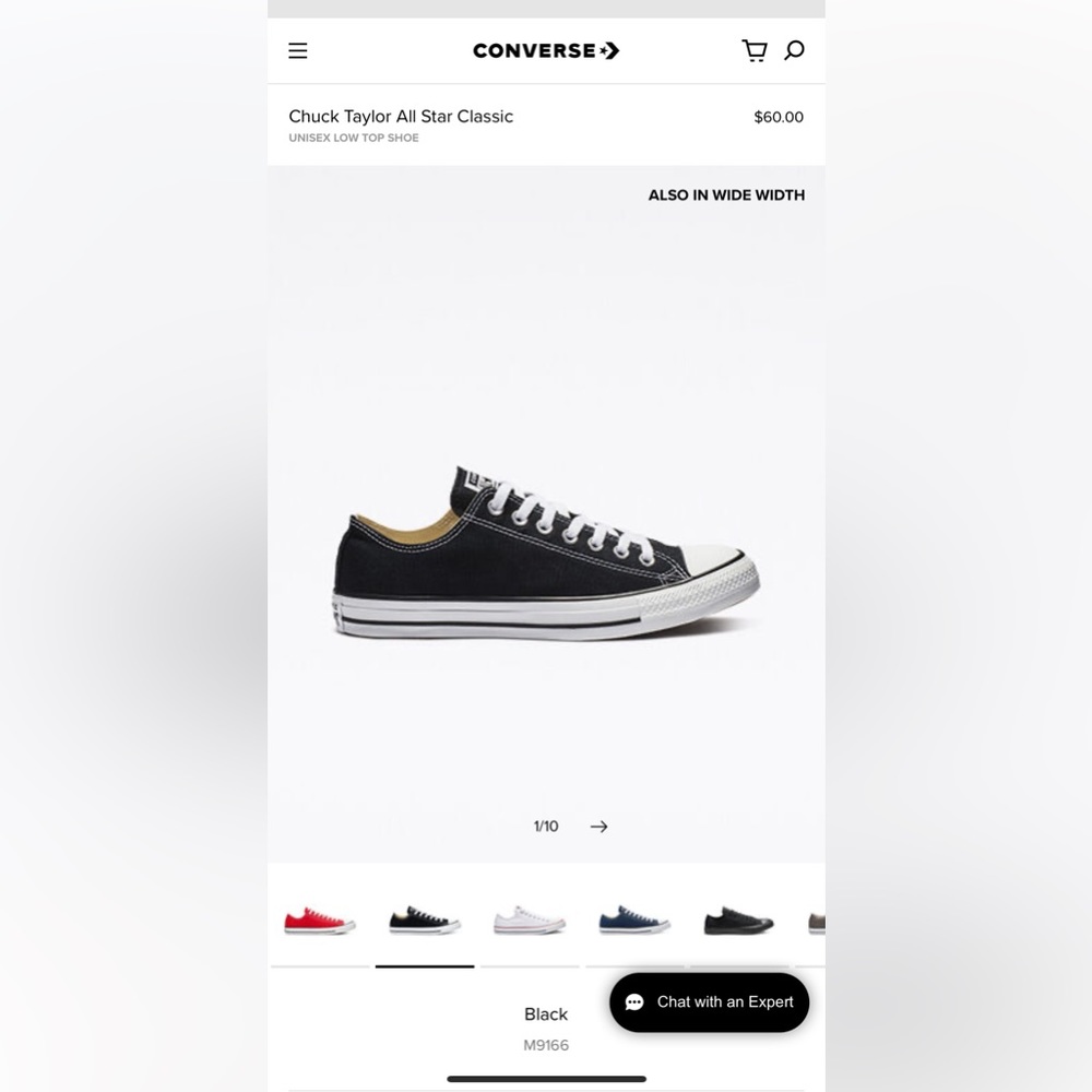 Black Low Top Converse Like New